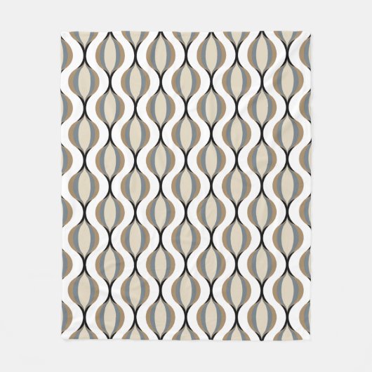 Couverture Polaire Taupe Beige Tan Gris Blanc Noir Vagues d'oignon (Devant)