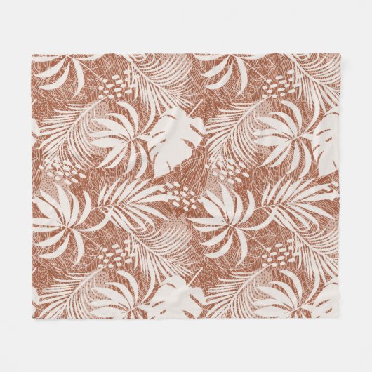 Couverture Polaire Taupe de Rose Feuille Palm blanc (Devant (Horizontal))