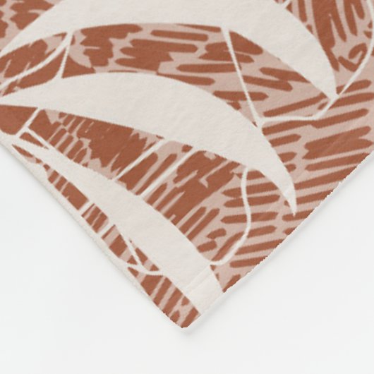 Couverture Polaire Taupe de Rose Feuille Palm blanc (Coin)