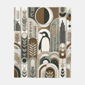 Couverture Polaire Taupe Mocha Arcs Abstraits de grains Motif Penguin (Devant)