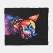 Couverture Polaire Taureau coloré Terrier Conception Cyberpunk, (Devant (Horizontal))