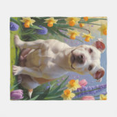 Couverture Polaire Taureau Terrier Fleurs de printemps de chien Peint (Devant (Horizontal))