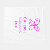 Couverture Polaire Tchèque rose violet ruban baby shower ajouter nom  (Devant (Horizontal))