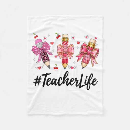 Couverture Polaire Teacher Valentine Coquette Bow Teacher Valentines  (Devant)
