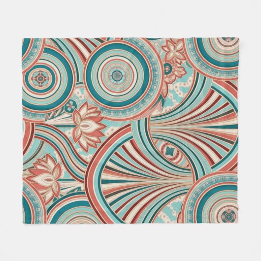 Couverture Polaire Teal and Coral Nouveau Flow (Devant (Horizontal))