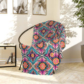 Couverture Polaire Teal and Pink Abstract Flowers Bohemian