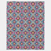Couverture Polaire Teal and Pink Abstract Flowers Bohemian (Devant)