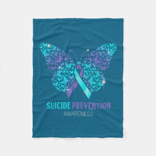 Couverture Polaire Teal And Purple Butterfly Suicide Prevention Aware (Devant)