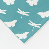 Couverture Polaire Teal and White Butterfly and Dragonfly Pattern (Coin)