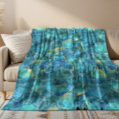 Couverture Polaire Teal Blue Marble Texture with Gold Veins