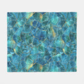 Couverture Polaire Teal Blue Marble Texture with Gold Veins (Devant (Horizontal))