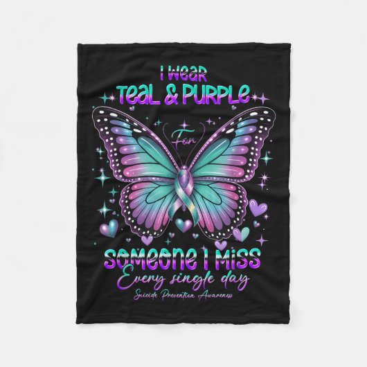 Couverture Polaire Teal N Purple Butterfly Suicide Prevention Awarene (Devant)