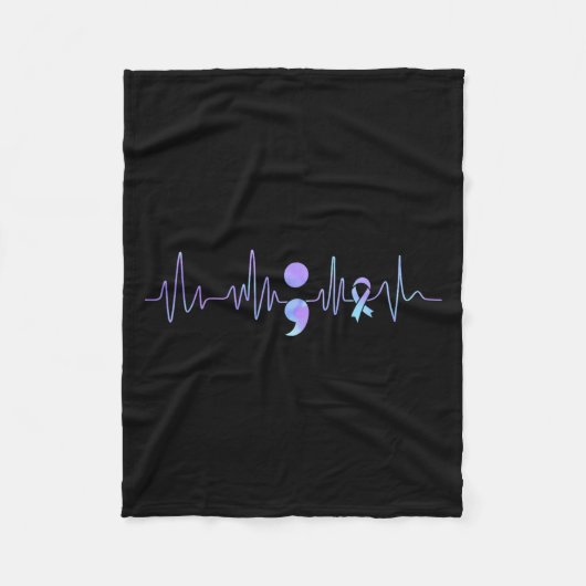 Couverture Polaire Teal Purple Heartbeat Semicolon Suicide Prevention (Devant)