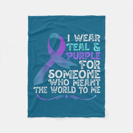 Couverture Polaire Teal Purple Ribbon For Suicide Prevention Awarenes (Devant)