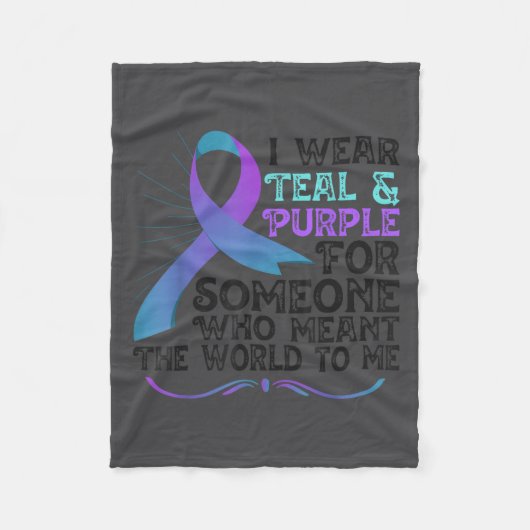 Couverture Polaire Teal Purple Ribbon For Suicide Prevention Awarenes (Devant)