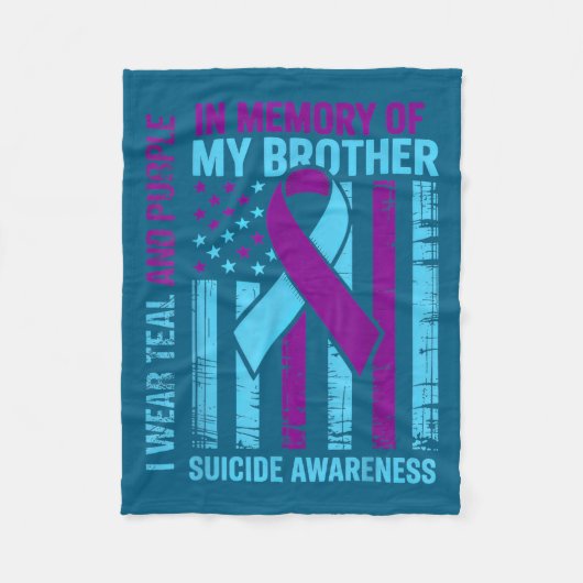 Couverture Polaire Teal Purple Ribbon Suicide Awareness Flag Brother  (Devant)