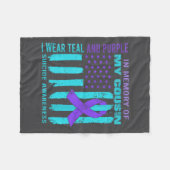 Couverture Polaire Teal Purple Ribbon Suicide Awareness Flag Cousin B (Devant (Horizontal))