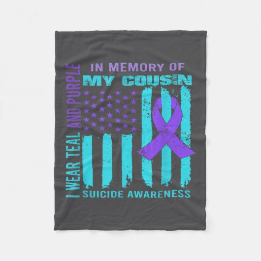 Couverture Polaire Teal Purple Ribbon Suicide Awareness Flag Cousin B (Devant)