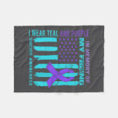 Couverture Polaire Teal Purple Ribbon Suicide Awareness Flag Freind B (Devant (Horizontal))