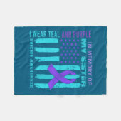 Couverture Polaire Teal Purple Ribbon Suicide Awareness Flag Sister B (Devant (Horizontal))
