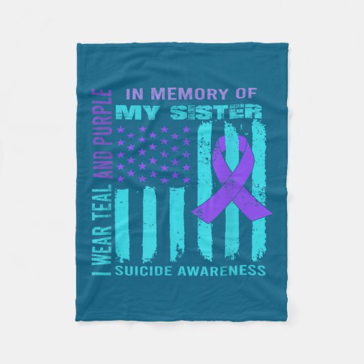 Couverture Polaire Teal Purple Ribbon Suicide Awareness Flag Sister B (Devant)