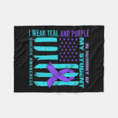 Couverture Polaire Teal Purple Ribbon Suicide Awareness Flag Student (Devant (Horizontal))