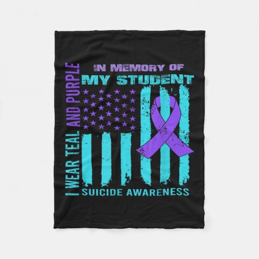 Couverture Polaire Teal Purple Ribbon Suicide Awareness Flag Student (Devant)