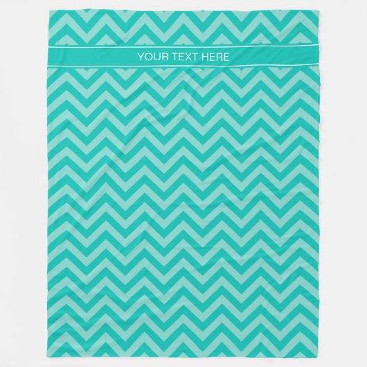 Couverture Polaire Teal Turquoise LG Chevron Teal Name monogram (Devant)