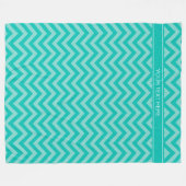 Couverture Polaire Teal Turquoise LG Chevron Teal Name monogram (Devant (Horizontal))