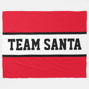 Couverture Polaire TEAM SANTA Texte Athlétique Rouge Blanc Rayures
