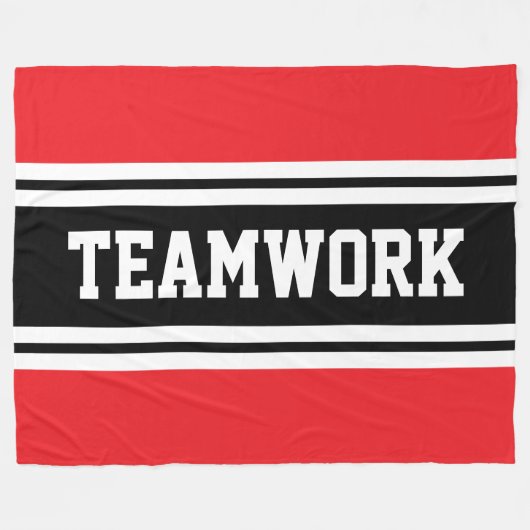 Couverture Polaire TEAMWORK Athlétique Rouge Noir Blanc Rayures (Devant (Horizontal))