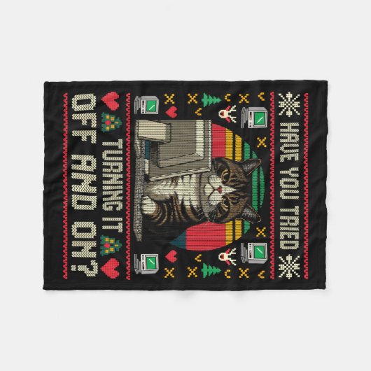 Couverture Polaire Tech Suprts Cat Engineer Computer Ugly Christmas S (Devant (Horizontal))