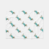 Couverture Polaire Teckel mignon dans le bleu en bon état (Devant (Horizontal))