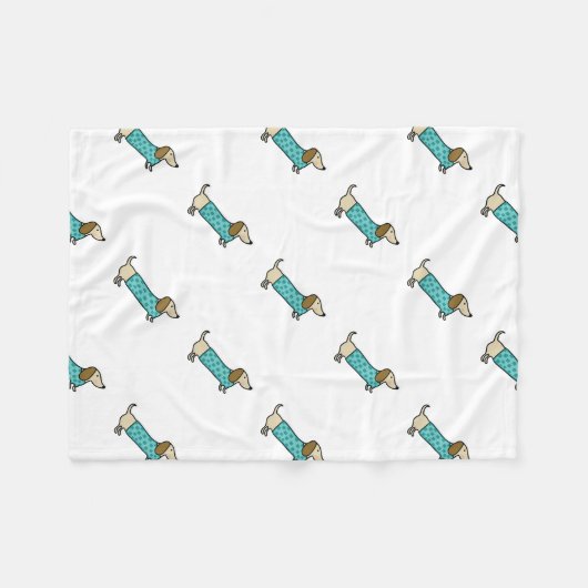 Couverture Polaire Teckel mignon dans le bleu en bon état (Devant (Horizontal))