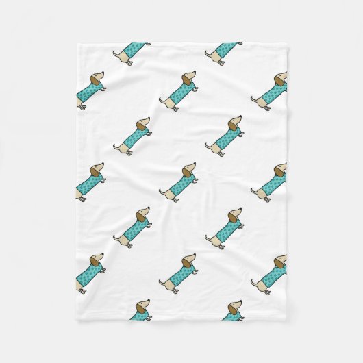 Couverture Polaire Teckel mignon dans le bleu en bon état (Devant)