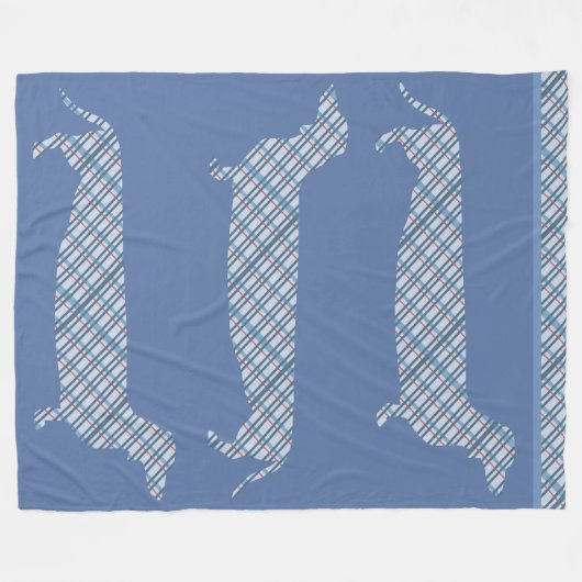 Couverture Polaire Teckels de plaid sur le bleu (Devant (Horizontal))