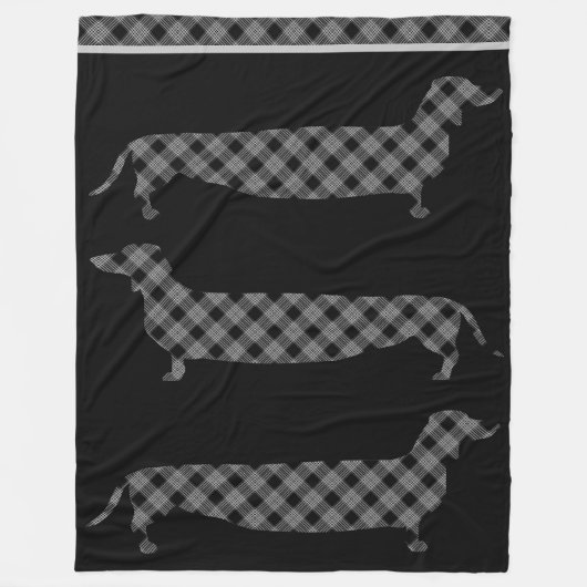 Couverture Polaire Teckels de plaid sur le noir (Devant)