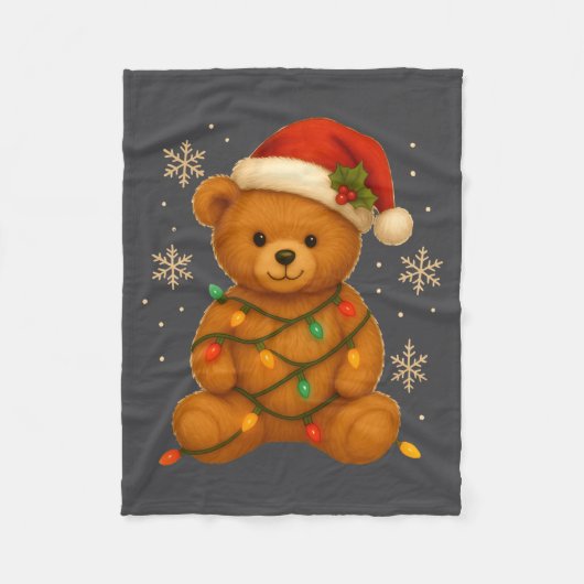 Couverture Polaire Teddy Bear Christmas Tree Lights Santa Hat For Bea (Devant)