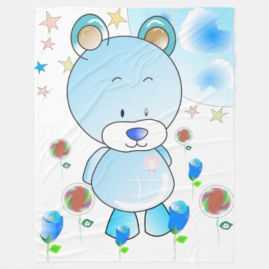 Couverture Polaire Teddy Bear et Stars (Devant)
