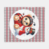 Couverture Polaire Teddy Bear Ladybug avec Snowman Baby shower cadeau (Devant (Horizontal))