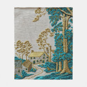 Couverture Polaire Teinte sarcelle et or de style antique rural (Devant)
