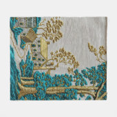 Couverture Polaire Teinte sarcelle et or de style antique rural (Devant (Horizontal))
