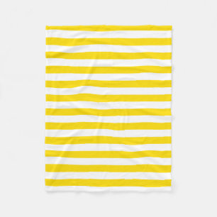 Couverture Polaire Tendance, chic, jaune, blanc rayé Modèle petit