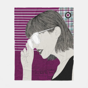 Couverture Polaire Tendance élégante fille chic violet collage Love H
