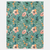 Couverture Polaire Tendance turquoise Fleur sauvage Boho motif mignon (Devant)