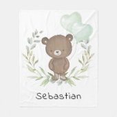Couverture Polaire Tendy Bear Teddy Neutral Greenery Baby Nursery (Devant)