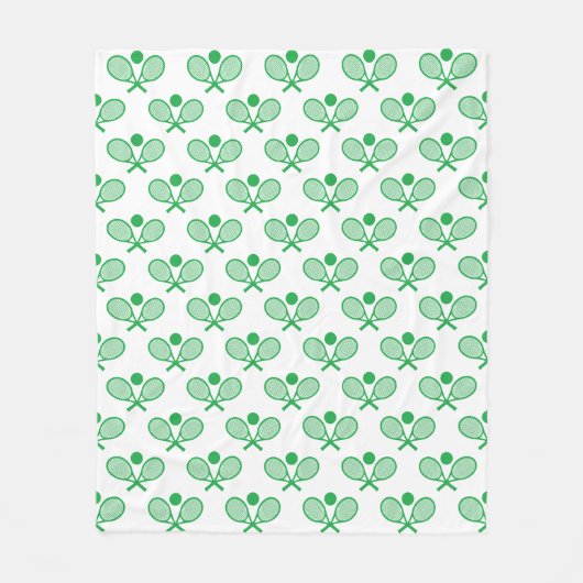 Couverture Polaire Tennis Seamless Pattern - Green Racket and Ball on (Devant)