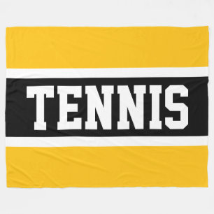 Couverture Polaire TENNIS Sport Jaune Orange Noir Blanc Rayures