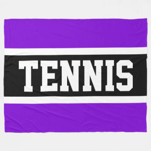 Couverture Polaire TENNIS Sportif Fun 70s Noir Blanc Violet Rayures