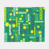 Couverture Polaire Tennis sports vert blanc bleu jaune (Devant (Horizontal))